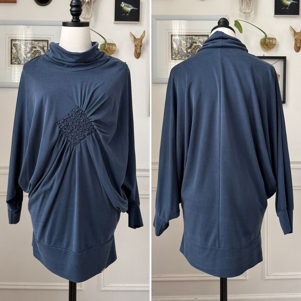 Vintage Favori French Brand Dolman Tunic Mini Dress Blue 38 M 8